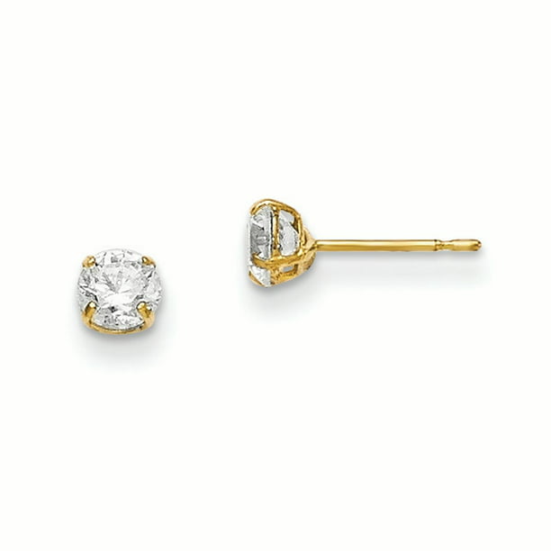 14k Yellow Gold 4mm Cubic Zirconia Cz Stud Earrings Fine Jewelry For Women Gifts For Her 